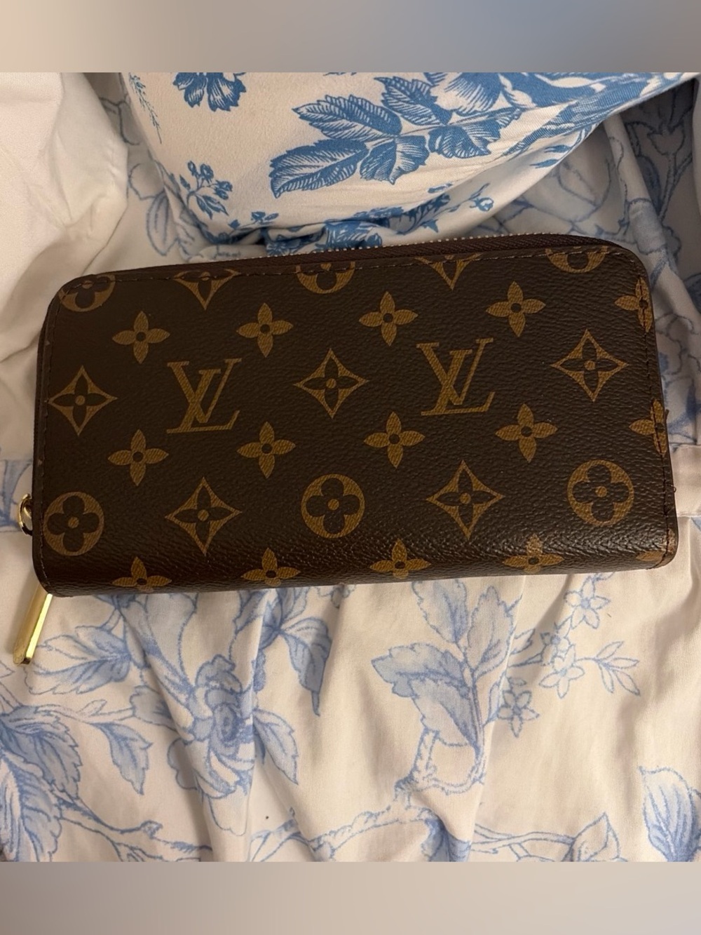 Zip Around Wallet in Brown and Gold